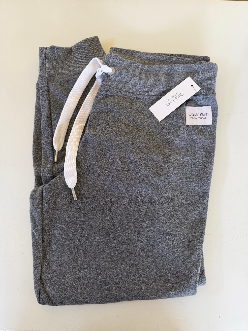Calvin Klein Woman’s Gray Jogger Sweatpants with White Drawstring